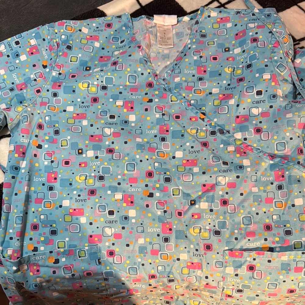 Colorful Patterned Scrub Top